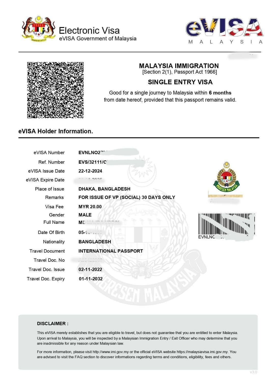 Malaysia visa approval